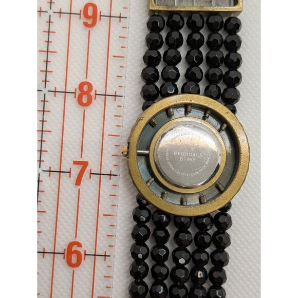 Heidi Daus Starburst Watch Black Faceted Beads Swarovski Crystals Art Deco - Picture 5 of 7